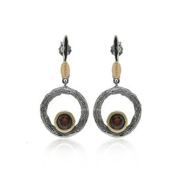 [V4824 Garden of Babylon] V4824, Earrings Silver 925,  Gold & Black Plated,  Garnet ,  Hand Made