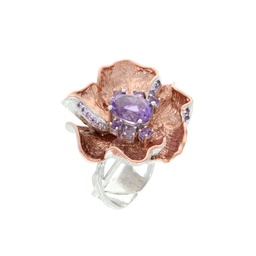 [U4094 Garden Of Babylon] U4094, Ring Silver 925, Rose Gold Plated, Amethyst, Hand Made
