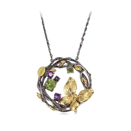 [N4768 Garden of Babylon] N4768, Necklace Silver 925,  Peridot,  Amethyst,  IPGold,  IPBlack,  Hand Made