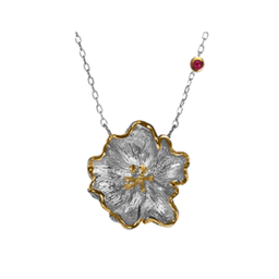 [N4715 Garden of Babylon] N4715, Necklace Silver 925,  Garnet,  Gold plated,  Hand Made