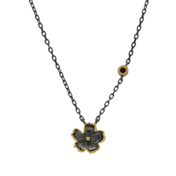 [N4717 Garden of Babylon] N4717, Necklace Silver 925,  Garnet,  Gold & Black plated,  Hand Made