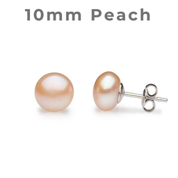 [V5299 Studs Pearl's] V5299, Earrings Silver 925,   Orange Pink color Pearl 9 - 10 mm