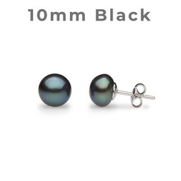 [V5302 Studs Pearl's] V5302,  Earrings Silver 925,  Black color Pearl 9 - 10 mm