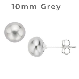 [V5301 Studs Pearl's] V5301, Earrings Silver 925,   Grey color Pearl 9 - 10 mm
