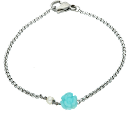 [B2455 Stainless Steel] B2455,  Bracelet S, Steel 316L,  Amazonite,  fresh water pearl