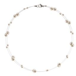 [N3221 Pearl Collection] N3221, Necklace,   White WF Pearl,   2 layer.