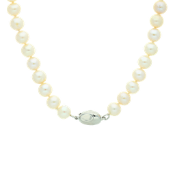 [PN003 Pearl] PN003 White Fresh Water Pearl Necklace 6-7mm,  Silver Claps,  40 cm