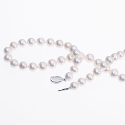 [PN011 Pearl] PN011,  Cream Fresh Water Pearl Necklace 6-7mm, Silver Claps, 45 cm