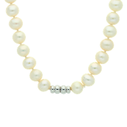 [PN020 Pearl] PN020,  White Fresh Water Pearl Necklace 8-9 mm,   Silver Claps,   40 cm