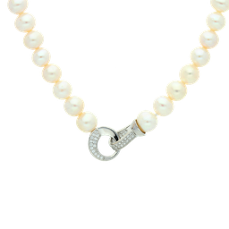 [PN018 Pearl] PN018,  White Fresh Water Pearl Necklace 8-9 mm,   Silver Claps,   40 cm 