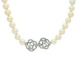 [PN026 Pearl] PN026,  White Fresh Water Pearl Necklace 9-10 mm,   Silver Claps,   40 cm 