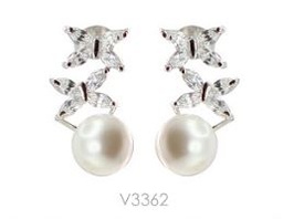 [V3362 Pearl Collection] V3362, Earrings Silver,  925,   Fresh Water Pearl,   Pearl Collection