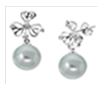 [V3358 Pearl Collection] V3358, Earrings Silver 925,   White Zircone ,   Light Grey WFPearl