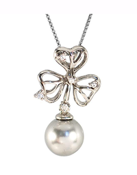 [M3114 Pearl Collection] M3114, Pendant Silver,  925,   WF Pearl&Light Grey Crystal,   White Zircone
