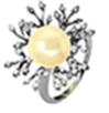 [U3121 Pearl Collection] U3121, Ring Silver,  925,   White Zircone,   Gold WF Pearl