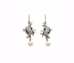 [V3211 Pearl Collection, ] V3211, Earrings Silver,  925,   White Zircon&WF Pearl