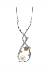 [N3023 Pearl Collection] N3023, Necklace Silver 925,   Fresh Water Pearl and CZ,   Pearl Collection