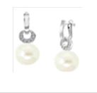 [V3330 Pearl Collection] V3330, Earrings Silver,  925 White Zircone,   Cream WF Pearl
