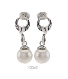 [V3365 Pearl Collection] V3365, Earrings Silver,  925,   White Zircone,   White fresh water Pearl,   Pearl Collection