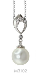 [M3102 Pearl Collection] M3102, Pendant Silver 925,   Rhodium Plated,   CZ & Shell Pearl,   Pearl Collection