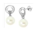 [V3342 Pearl Collection] V3342, Earrings Silver,  925,   White Zircone,   Cream WF Pearl