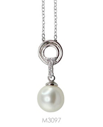 [M3097 Pearl Collection] M3097, Pendant Silver 925,   Rhodium Plated,   CZ & Shell Pearl,   Pearl Collection