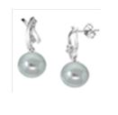 [V3351 Pearl Collection] V3351, Earrings Silver,  925,   White Zircone,   Light Grey WF Pearl