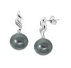 [V3332 Pearl Collection] V3332, Earrings Silver,  925,   White Zircone,   Dark Grey WF Pearl 