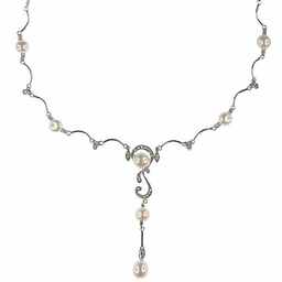 [N3150 Pearl Collection] N3150,  Necklace Silver, 925,  CZ & Fres Rhodium Plated,  Silver 92,  Pearl Collection