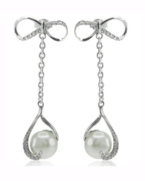 [V3399 Pearl Collection] V3399, Earrings Silver,  925,   White Zircone,   Shell Pearl,   Pearl Collection