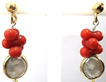 [V4637 Pearl Collection] V4637, Earrings S,  Steel 316L,   IPGold,   Coral,   Pearl