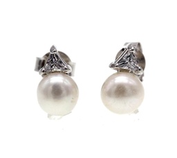 [V5837,Pearl] V5837,Earrings,Silver 925,Rhodium Plated,Cubic Zircon