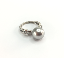 [U3115 Pearl Collection] U3115, Ring Silver,  925,   White Zircone,   Light Grey WF Pearl