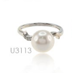 [U3113 Pearl Collection] U3113, Ring Silver,  925,   White Zircone,   White Shell Pearl,   Pearl Collection