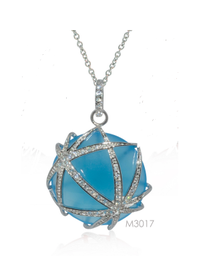 [M3017 Ilunion] M3017, Pendant Silver 925,  Rhodium Plated,  CZ Zircone & Crystals