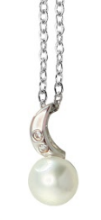 [M2503 Pearl Collection] M2503, Pendant Silver 925,   Zircon,   White Fresh water Pear,   Pearl Collection