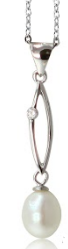 [M3207 Pearl Collection] M3207, Pendant Silver 925,   Zircon,   White Fresh water Pear,   Pearl Collection