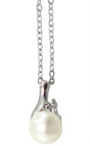 [M2515 Pearl Collection] M2515, Pendant Silver 925,   Zircon,   White Fresh water Pear,   Pearl Collection
