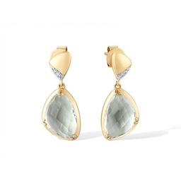 [EGD00025 Gold & Diamond] EGD00025, Earrings,Gold 14K,1.84g,Dia0.0132ct,SI,H,Green Amethyst 3.86ct