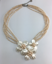 [N4289 Pearl, Fantasy] N4289, Necklace S,  Steel316L,   Crystal beige color,   Shell Pearl