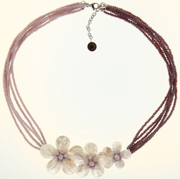 [N4290 Pearl, Fantasy] N4290, Necklace S,  Steel316L,   Crystal purple color,   Shell Pearl 