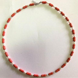 [N5614 Fantasy] N5614,  Necklace, Silver 925, Pearls,  Coral
