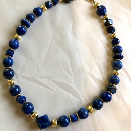 [N5092 Fantasy] N5092,Necklace S. Steel 316L, Lapis, IPGold