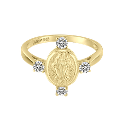 U4171,Virgen Maria, Ring Silver 925, 18K Gold Plated, White CZ