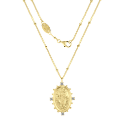 [N5878 Virgen Maria] N5878, Virgen MariaNecklace Silver 925, 18K Gold Plated, White CV