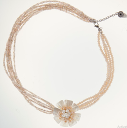 [N4292 Pearl Collection] N4292, Necklace S,  Steel316L,   Crystal beige color,   Shell Pearl