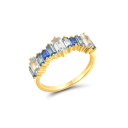[U4202 Everyday Essential] U4202, Ocean Blue Ombre,Ring, Silver 925, Cubic Zirconia
