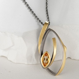[N6413 Garden of Babylon] N6413, Necklace Silver 925,  Gold Plated,  Citrine ,  Hand Made