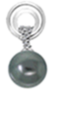 [M3099 Pearl Collection] M3099, Pendant Silver,  925 White Zircone,   Dark Grey WF Pearl