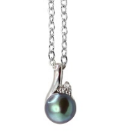 [M2516 Pearl Collection] M2516, Pendant Silver 925,   Zircon,   White Fresh water Pear,   Pearl Collection
